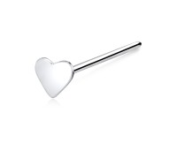 Solid Heart Silver Straight Nose Stud NSKA-601